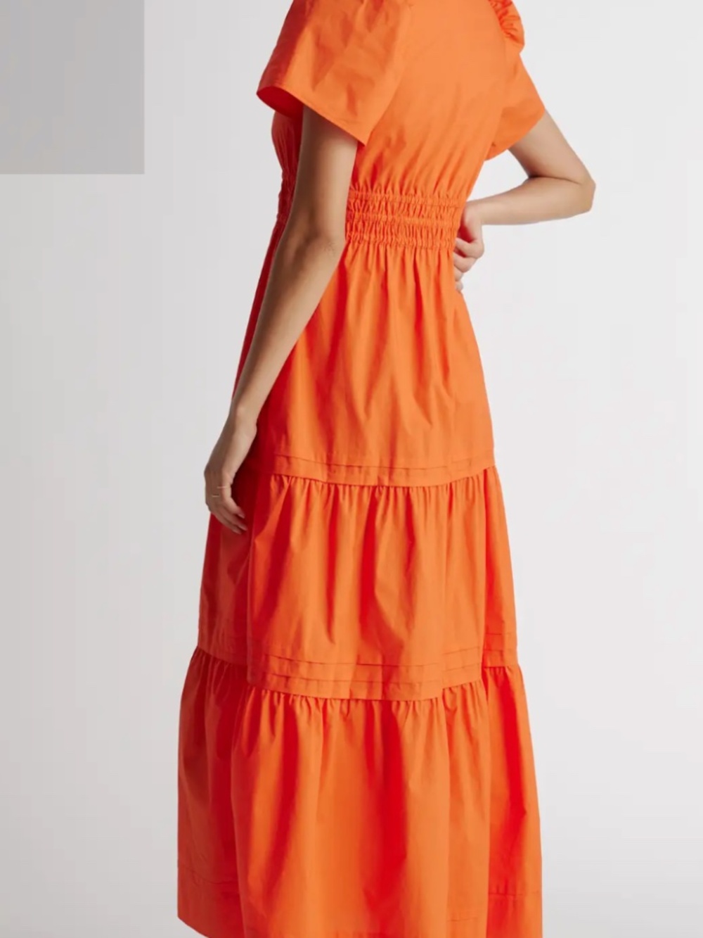 Women's Tiered Maxi Dress. 100% organic cotton in Vermillion Red. - Picture 2 of 6